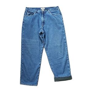 Vintage Y2K LL Bean Fleece Lined Sz 40x32 Mens Medium Wash Straight Leg Jeans